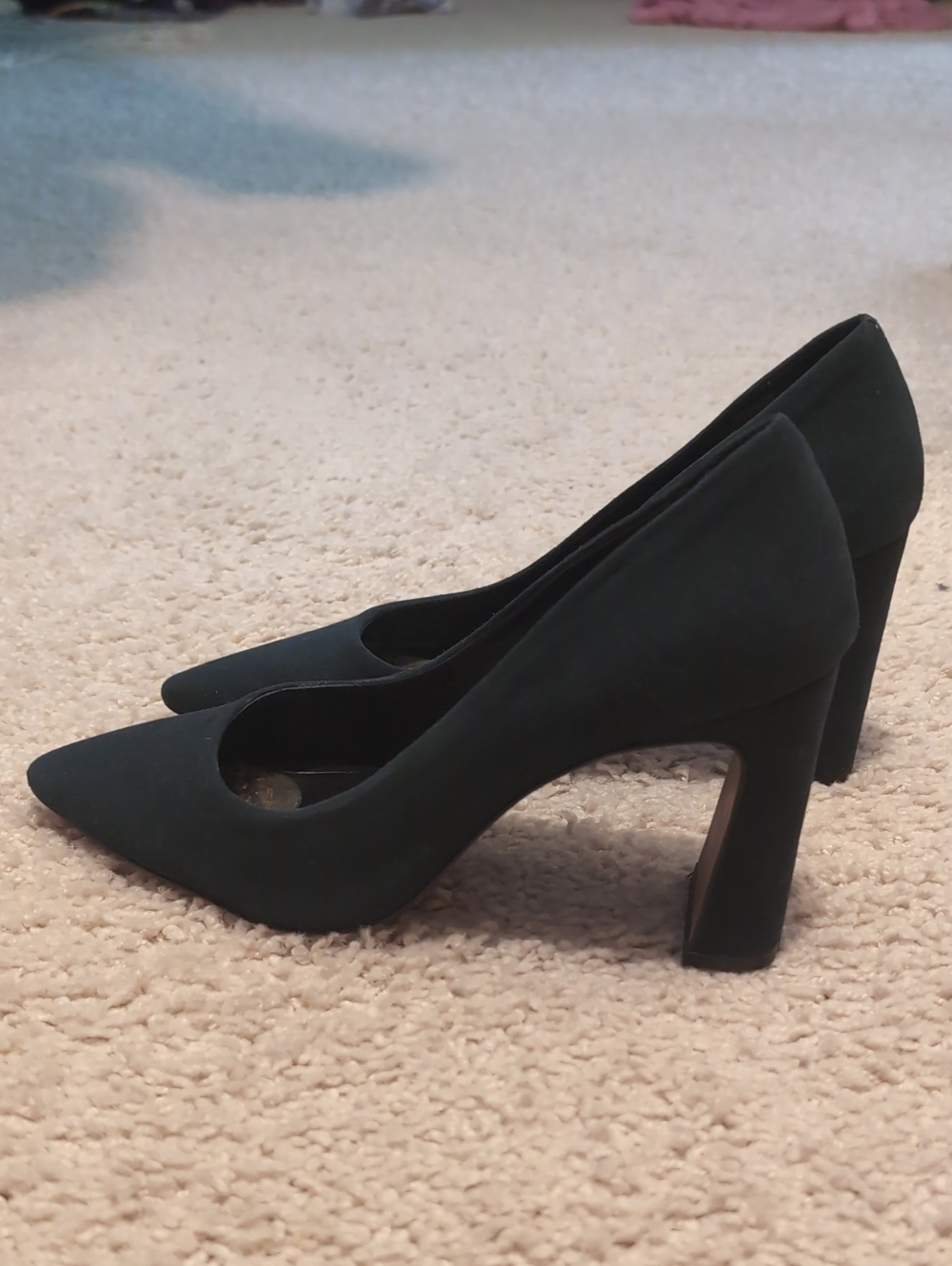 Vince Camuto Dark Teal Suede Pointed Toe 3in Heels - 8 - Picture 3 of 5